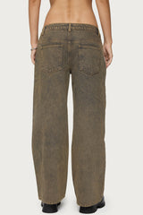 Petite Zahra Mud Wash Low Rise Baggy Jeans