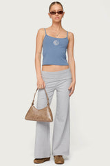 Petite Wide Leg Foldover Pants
