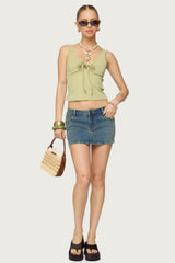 Yarah Keyhole Textured Ribbed Tank Top