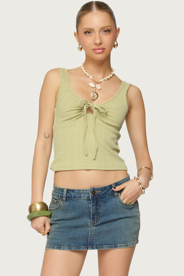 Yarah Keyhole Textured Ribbed Tank Top view 1
