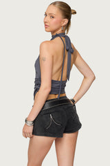 Two Piece Cowl Neck Scarf Halter Top