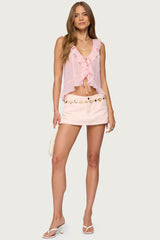 Roxan Ruffle Chiffon Tie Front Top
