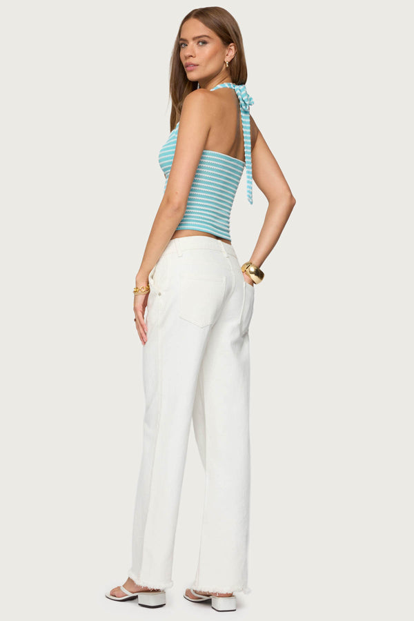Lovina Textured Striped Halter Top view 2