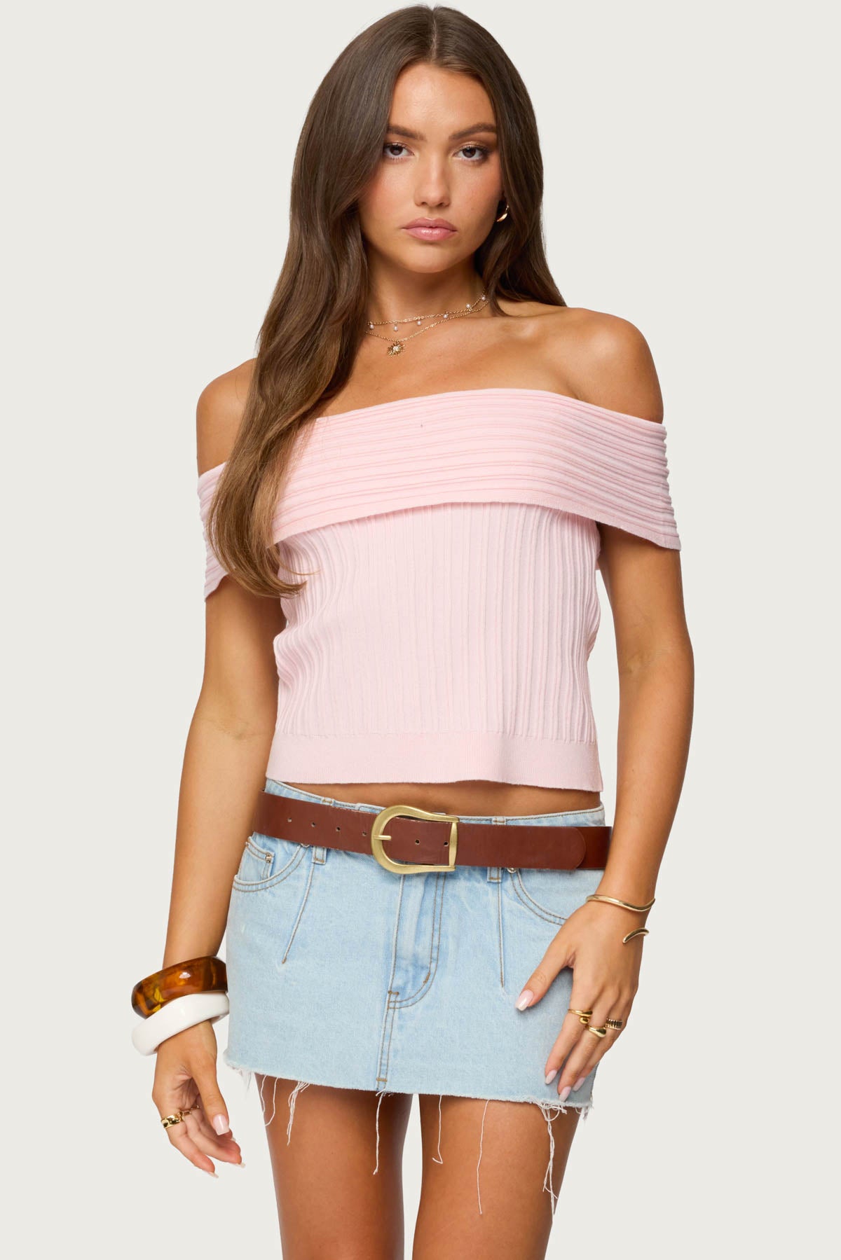 Blythe Ribbed Knit Fold Over Top