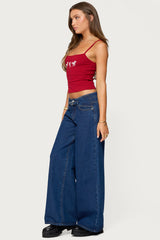 Edie Belt Detail Low Rise Baggy Jeans