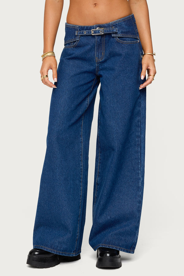 Edie Belt Detail Low Rise Baggy Jeans view 2