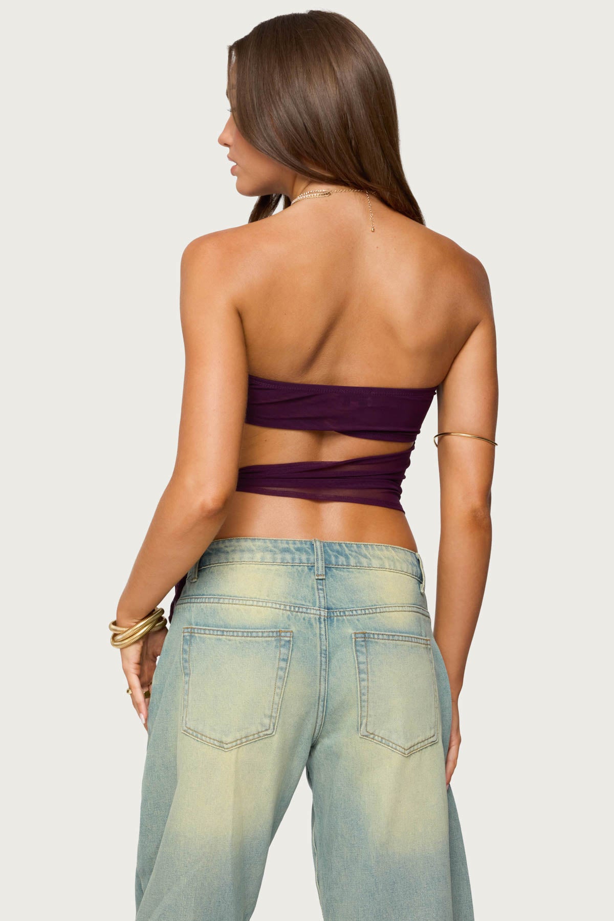 Amaro Strapless Side Tie Cut Out Top