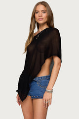 Azalia Asymmetric Knit Poncho