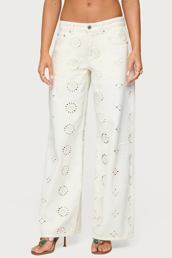 Eyelet Low Rise Baggy Jeans view 2