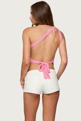 Codi Backless Asymmetric Knit Top