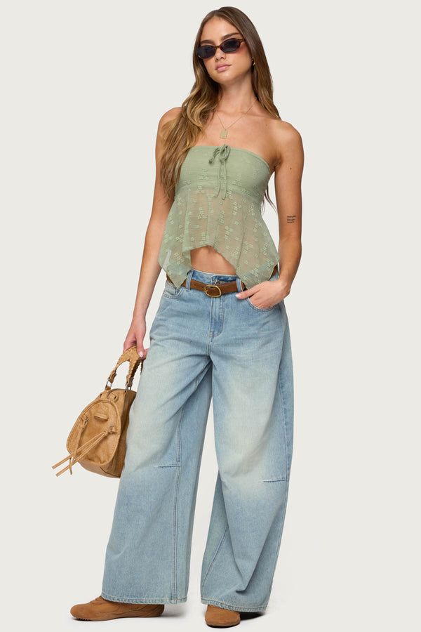 Embroidered Sheer Strapless Top view 2