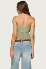 Embroidered Sheer Strapless Top