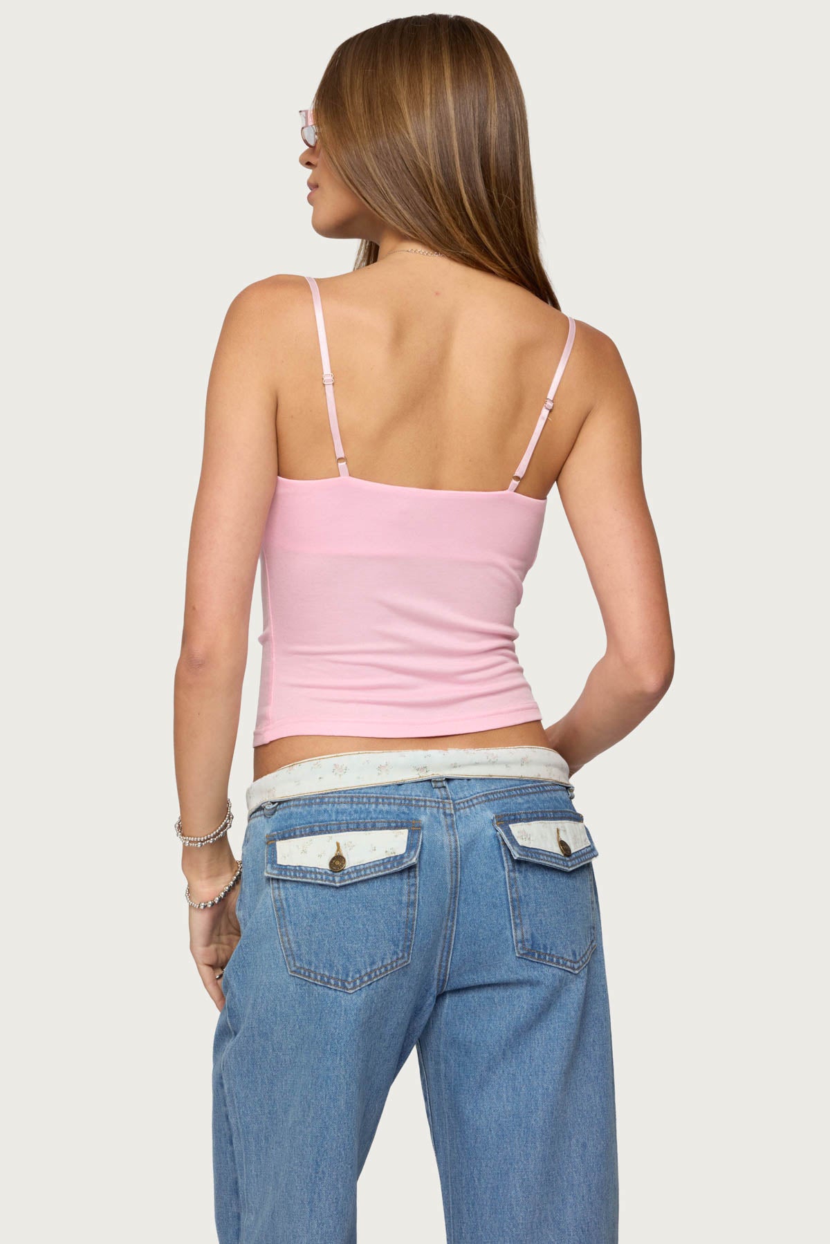 Layered Bra Cowl Neck Top