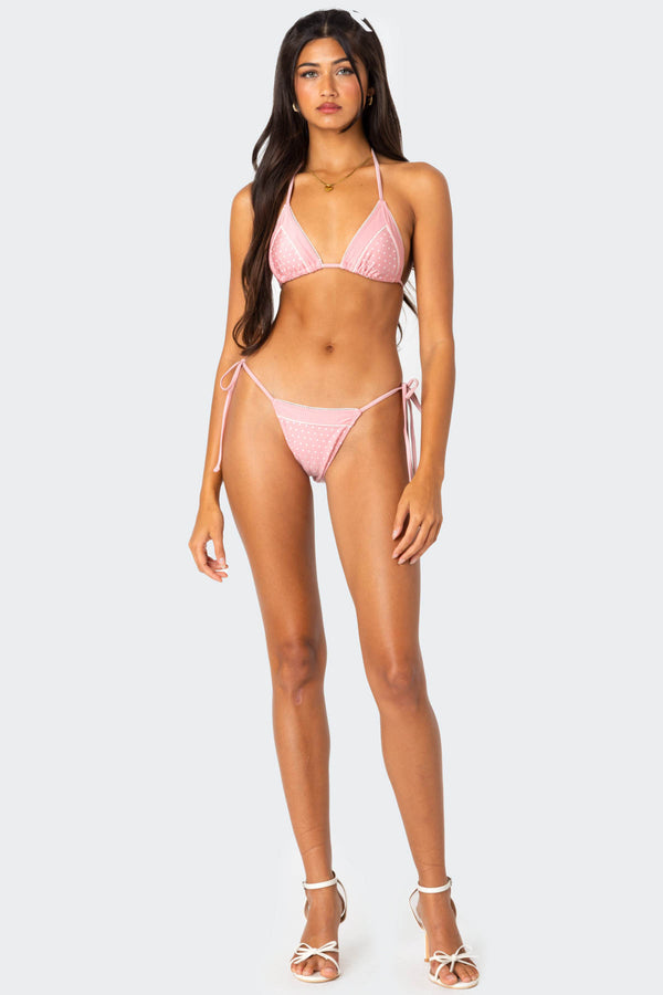 Contrast Polka Dot String Bikini Bottom view 1