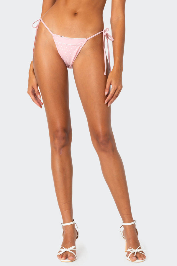 Contrast Polka Dot String Bikini Bottom view 2