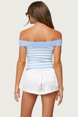 Deni Off Shoulder Striped Knit Top