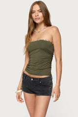 Liat Ruched Built In Bra Tube Top
