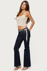 Louis Contrast Low Rise Bootcut Jeans