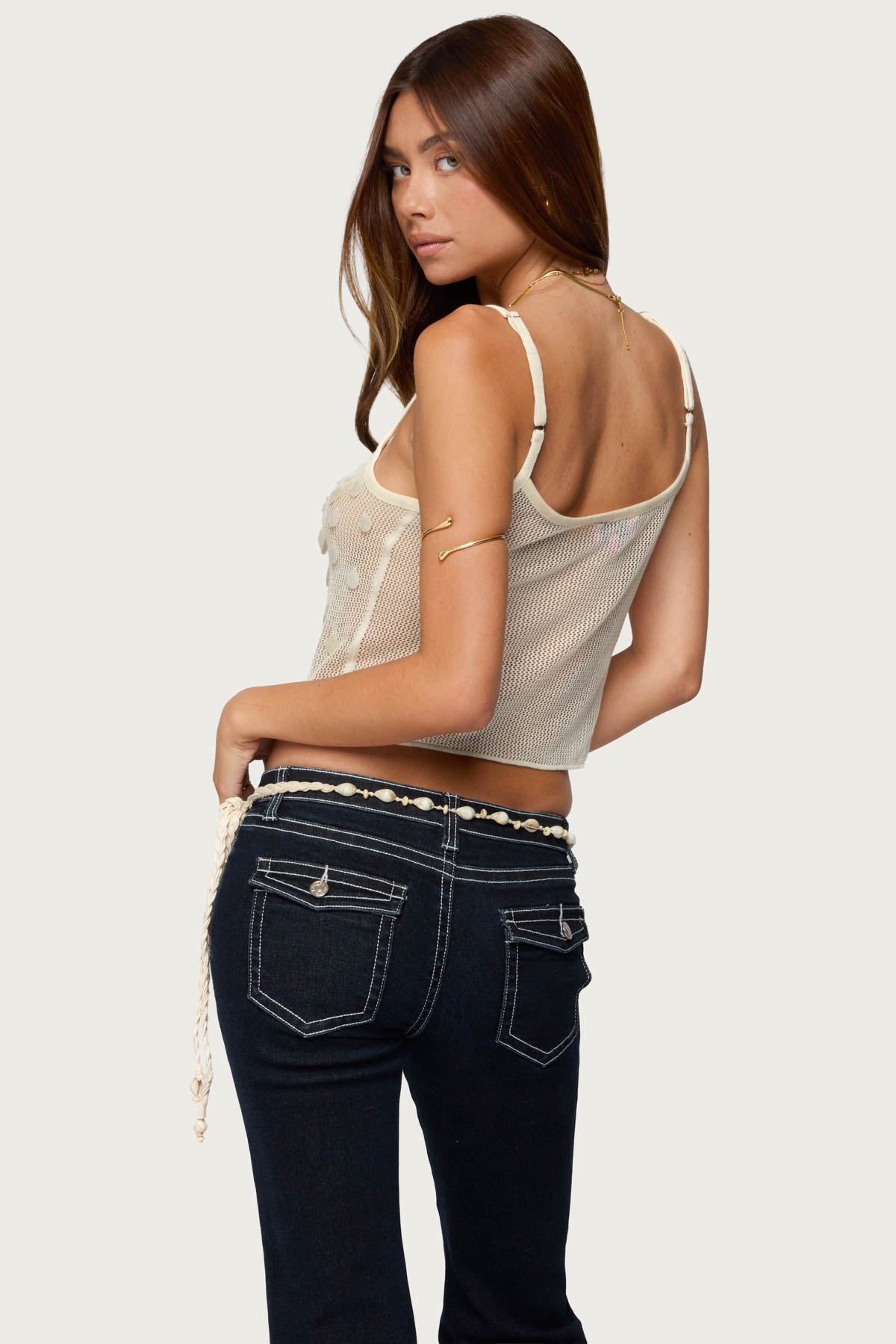 Onya Iridescent Sheer Knit Top