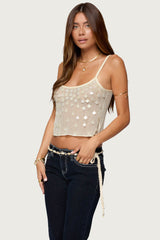 Onya Iridescent Sheer Knit Top
