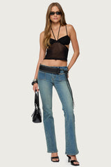 Strappy Sheer Mesh Cupped Top