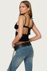 Strappy Sheer Mesh Cupped Top