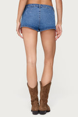 Grommet & Stud Denim Micro Shorts