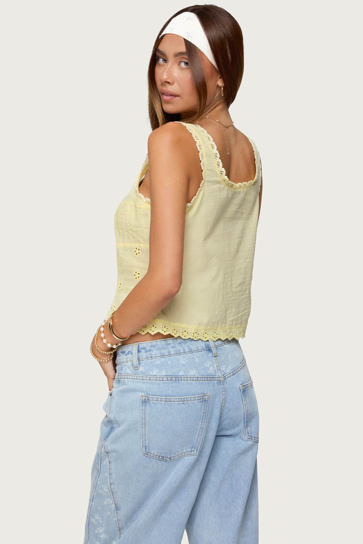 Fiore Eyelet Tie Front Top