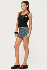 Ronan Zip Up Denim Mini Skort