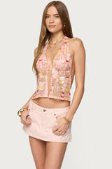 Mermaid Backless Sequin Split Front Top