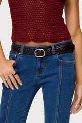 Woven Faux Leather Belt