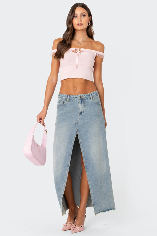 Off Shoulder Trimmed Knit Top view 2