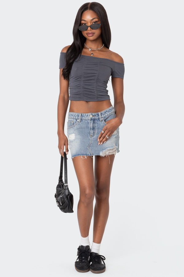 Triple Ruched Off Shoulder Top view 2