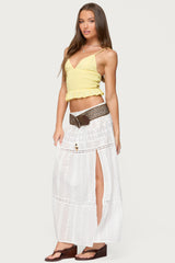 Evy Embroidered Peplum Scrunch Top