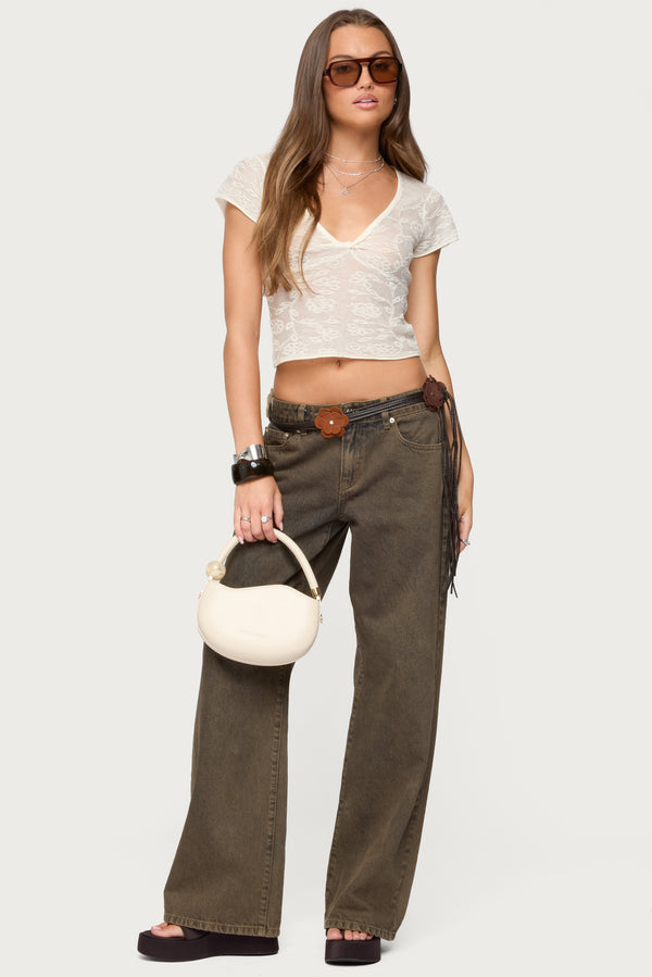 Kristal Twist Front V Neck Top view 2