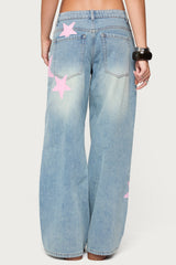 Trish Stars Low Rise Baggy Jeans