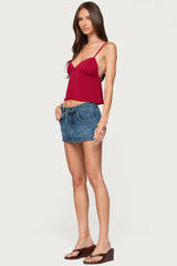 Kellyn Button Contrast Babydoll Top