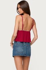 Kellyn Button Contrast Babydoll Top