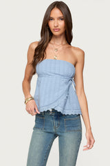 Narnie Striped Strapless Wrap Top
