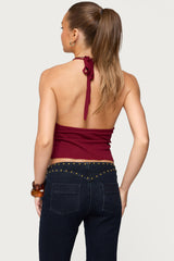 Missie Knitted Plunge Neck Halter Top
