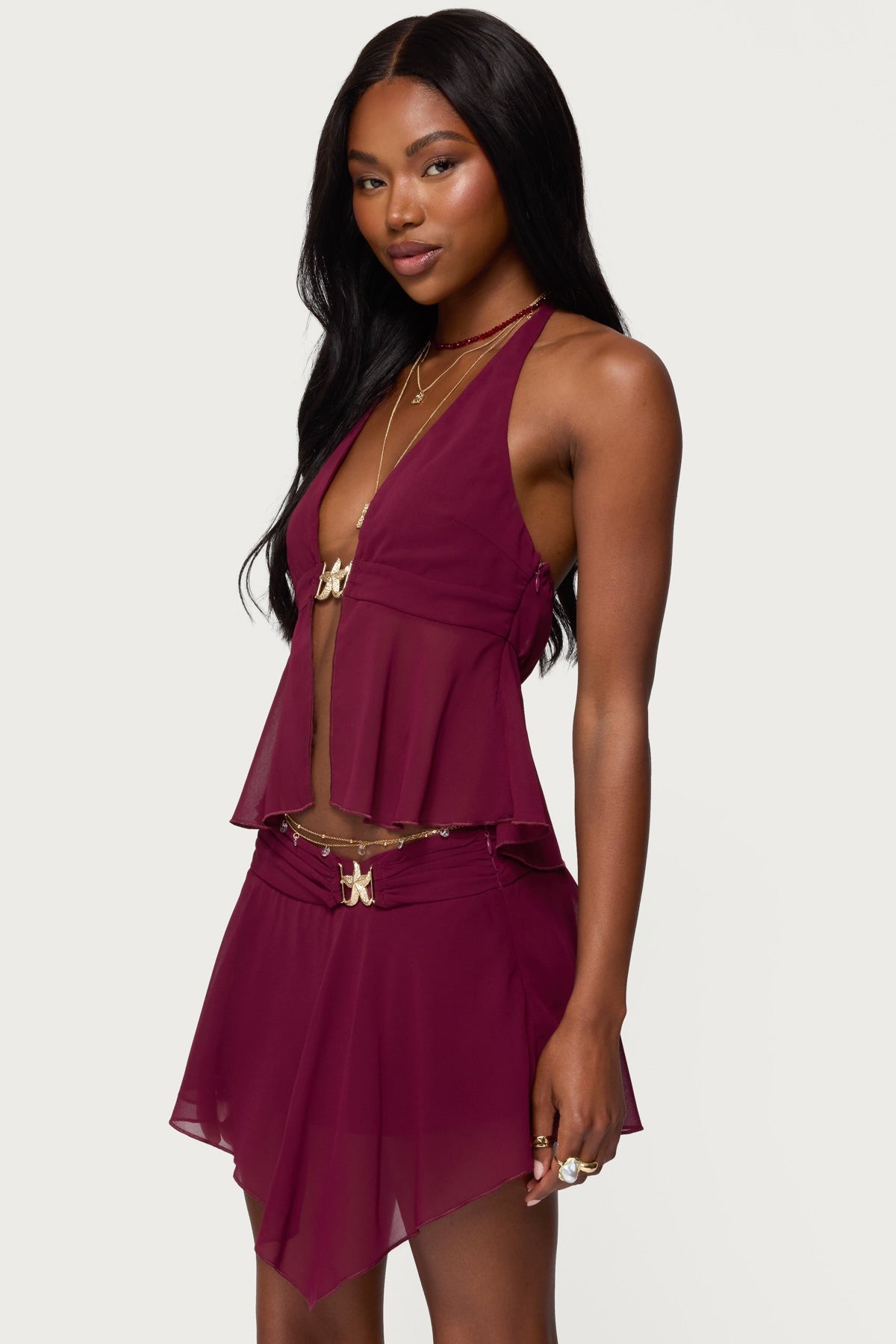 Sea Star Chiffon Split Front Top