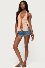 Frayed Vintage Washed Denim Shorts