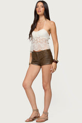 Grommet Faux Leather Micro Shorts