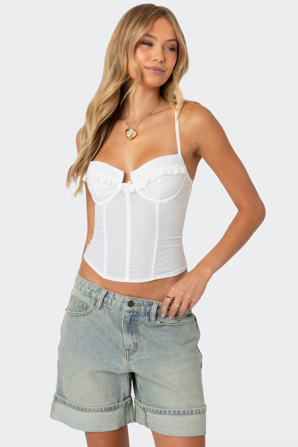 Semi Sheer Linen Look Corset view 1
