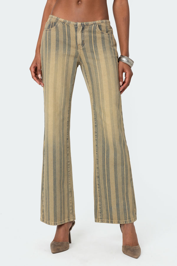 Eternity Pinstripe Low Rise Flared Jeans view 2