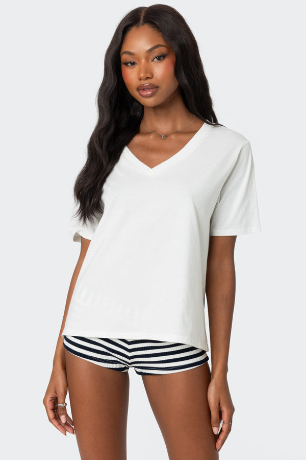 Loose Fit V Neck T Shirt view 1