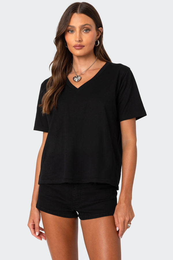 Loose Fit V Neck T Shirt view 1
