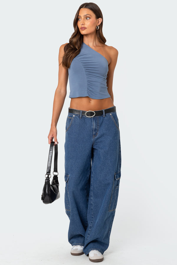 Ivy Ruched One Shoulder Top view 2