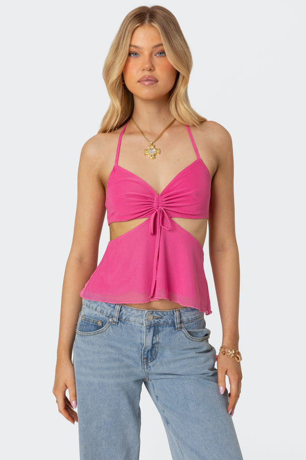 Duo Cutout Mesh Halter Top view 1