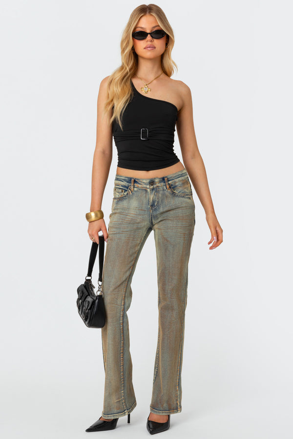 Belted One Shoulder Top view 2